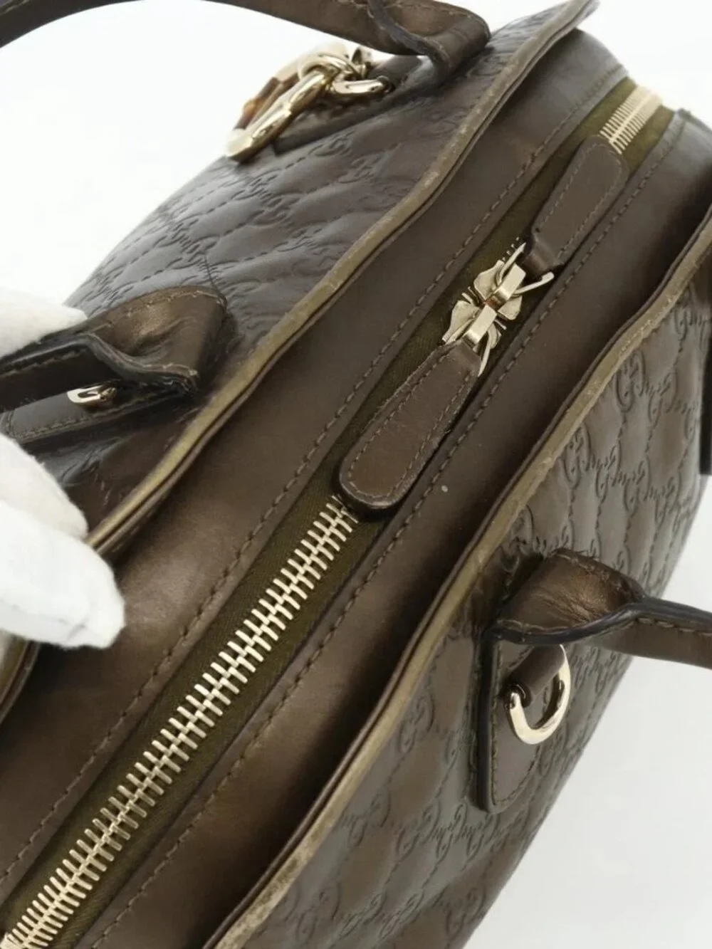 GUCCI GG Canvas Guccissima Hand Bag Leather 2way Brown Gold 269955 Auth mr2307